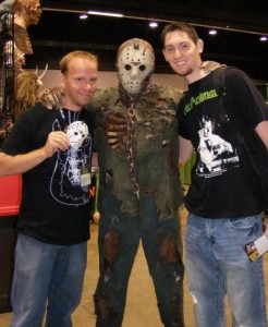 Wicked Beard poses with Benevolent Street's Michael "Avenger" Portman and I at Scare Fest 2024